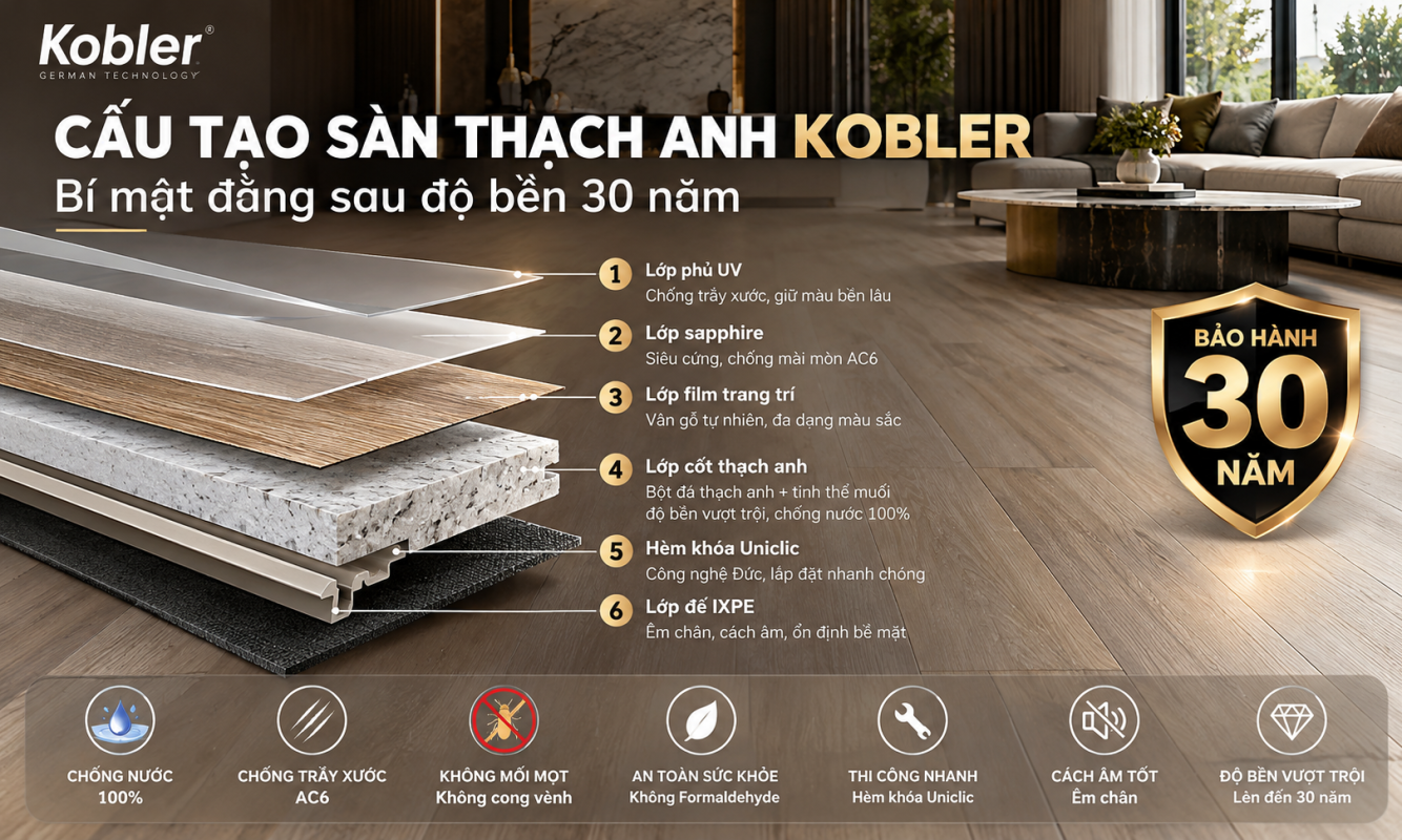 cấu tạo sàn thạch anh Kobler